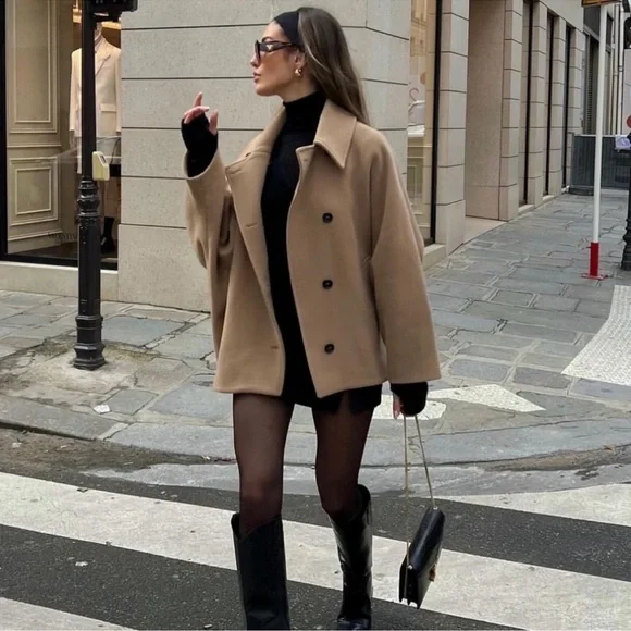 Zara Manteco oversized crop wool coat - Picture 2 of 11